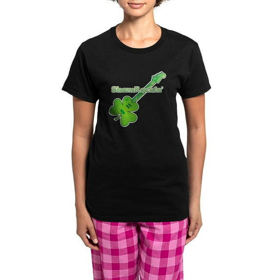 CafePress - Shamrockin Women's Dark Pajamas - Women's Short Sleeve Print T-Shirt and Pants Dark Cotton Pajama Set