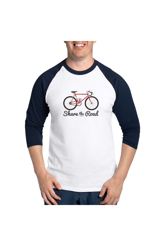 - Share The Road Baseball Jersey - Cotton Baseball Jersey, 3/4 Raglan Sleeve Shirt