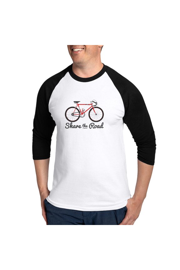 - Share The Road Baseball Jersey - Cotton Baseball Jersey, 3/4 Raglan Sleeve Shirt