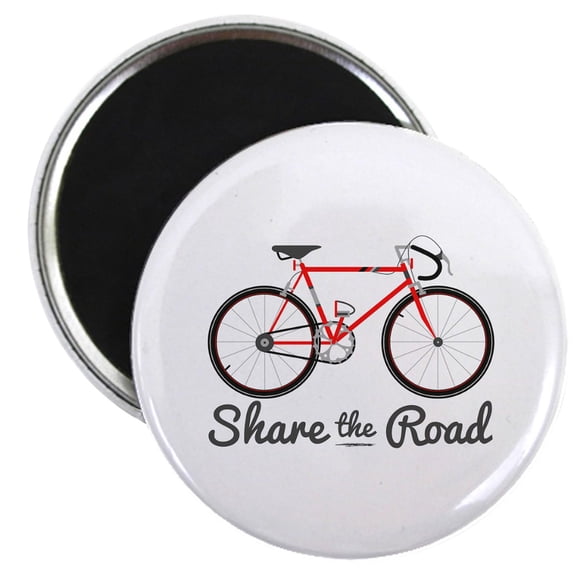 CafePress - Share The Road Magnets - 2.25" Round Magnet, Refrigerator Magnet, Button Magnet Style