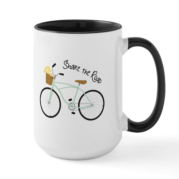 CafePress - Share The Road Mugs - 15 oz Ceramic Large White Novelty Mug