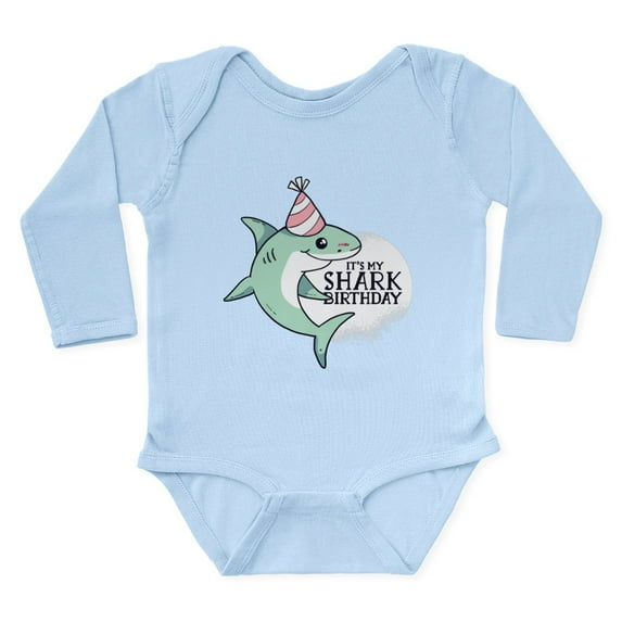 CafePress - Shark Birthday Body Suit - Long Sleeve Cotton Baby Bodysuit