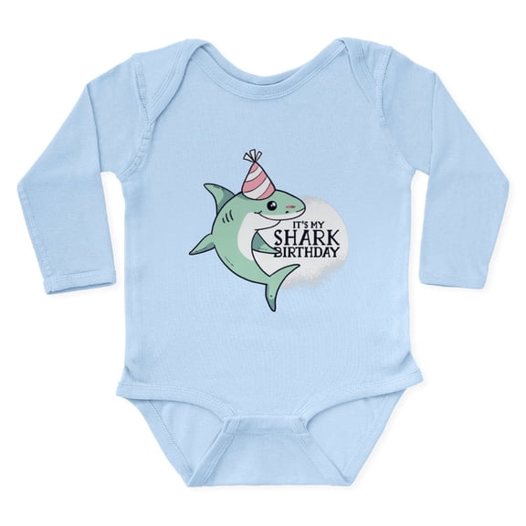 CafePress - Shark Birthday Body Suit - Long Sleeve Cotton Baby Bodysuit