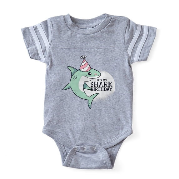 CafePress - Shark Birthday - Cute Infant Baby Football Bodysuit