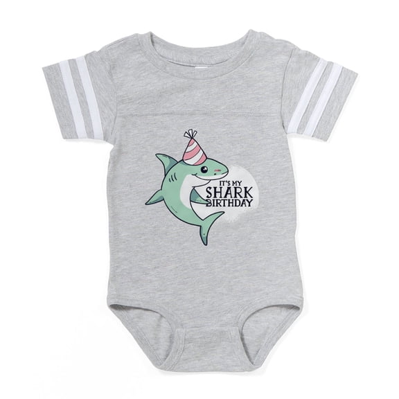 CafePress - Shark Birthday - Cute Infant Baby Football Bodysuit