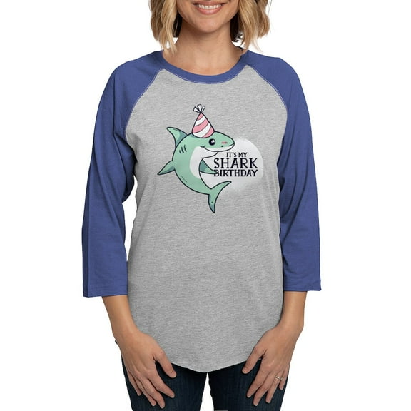 CafePress - Shark Birthday Long Sleeve T Shirt - Womens Baseball Tee