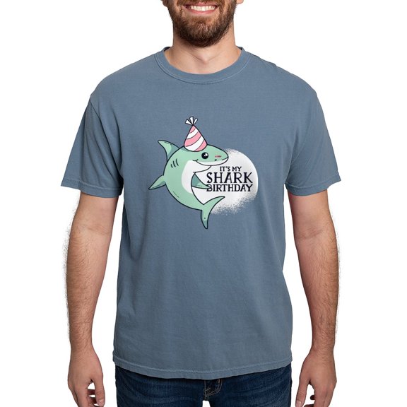 CafePress - Shark Birthday T Shirt - Mens Comfort Colors Shirt
