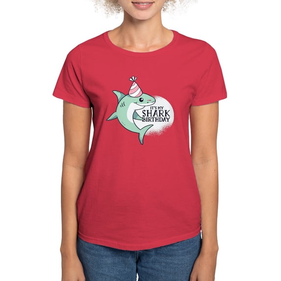 CafePress - Shark Birthday T Shirt - Women's Traditional Fit Dark T-Shirt