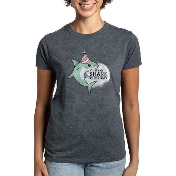 CafePress - Shark Birthday T Shirt - Women's Traditional Fit Dark T-Shirt