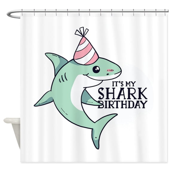 CafePress - Shark Birthday - Unique Fabric Shower Curtain 70" x 72"