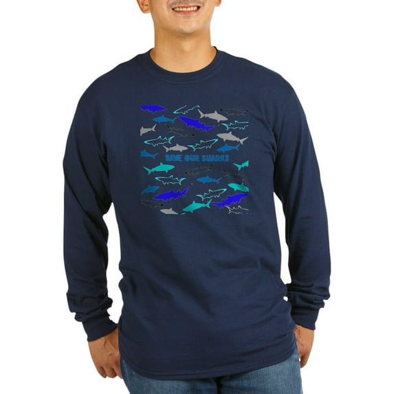 CafePress - Shark Collage Long Sleeve Dark T Shirt - Long Sleeve Dark T-Shirt