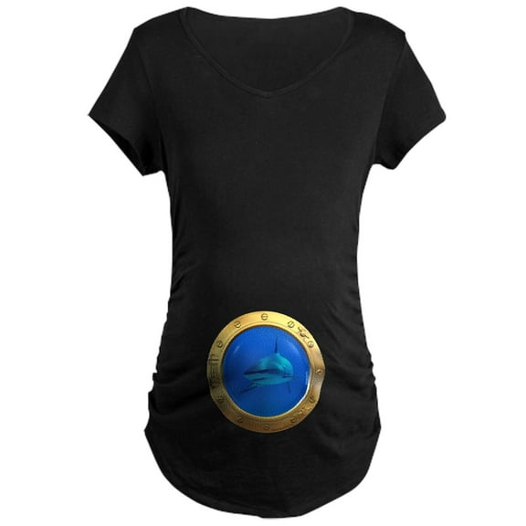 CafePress - Shark Porthole Maternity Dark T Shirt - Maternity Dark T-Shirt