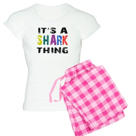 CafePress - Shark THING Women's Light Pajamas - Women's Short Sleeve Print T-Shirt and Pants Light Cotton Pajama Set