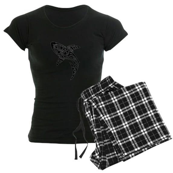 CafePress - Shark Tattoo Design Pajamas - Women's Short Sleeve Print T-Shirt and Pants Dark Cotton Pajama Set