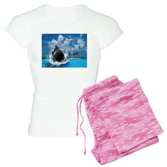 CafePress - Shark Women's Light Pajamas - Women's Short Sleeve Print T-Shirt and Pants Light Cotton Pajama Set