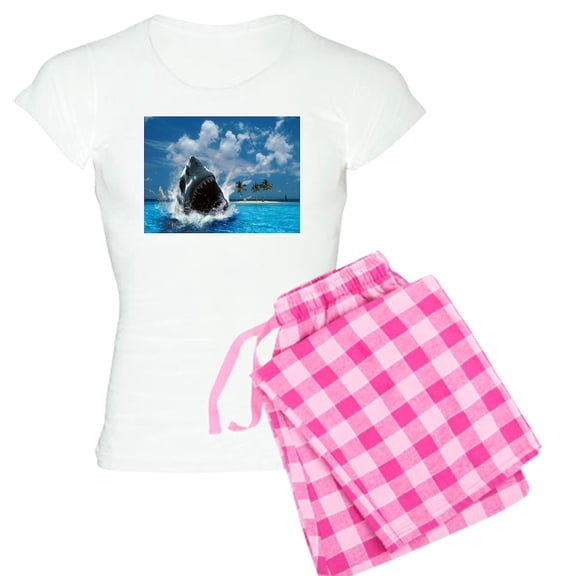 CafePress - Shark Women's Light Pajamas - Women's Short Sleeve Print T-Shirt and Pants Light Cotton Pajama Set