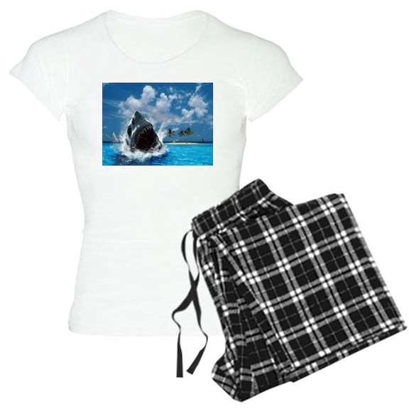 CafePress - Shark Women's Light Pajamas - Women's Short Sleeve Print T-Shirt and Pants Light Cotton Pajama Set