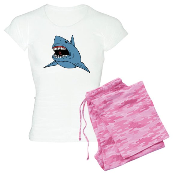 CafePress - Shark Women's Light Pajamas - Women's Short Sleeve Print T-Shirt and Pants Light Cotton Pajama Set