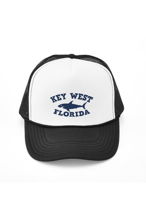 - Sharking Key West - Adjustable Unisex Printed Trucker Hat with Mesh Back