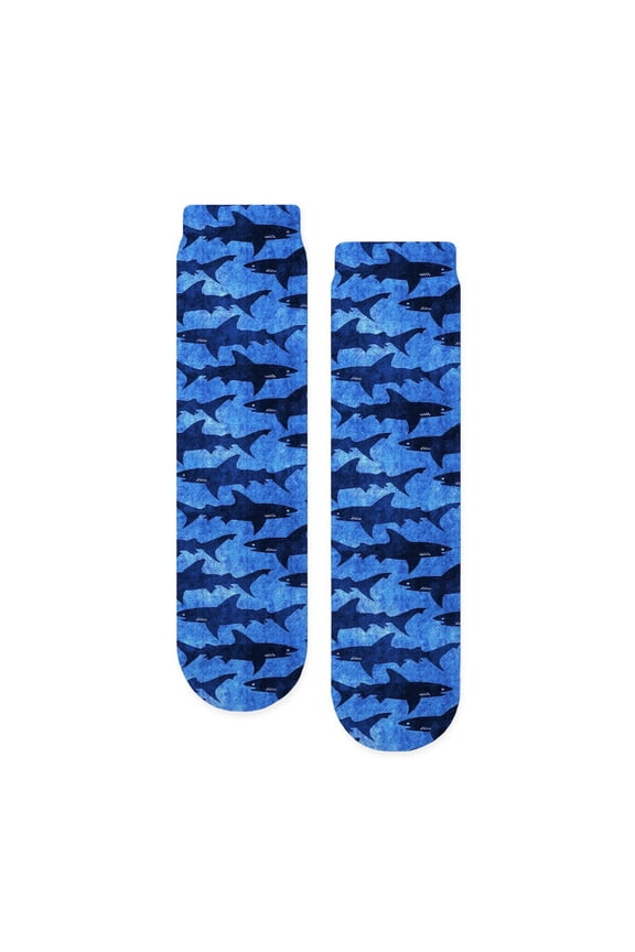 - Sharks In The Deep Blue Sea - Unisex Novelty Printed Crew Adult Socks