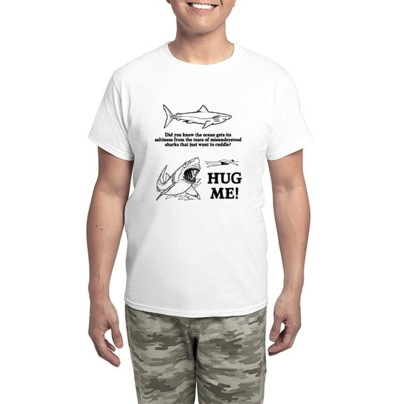 CafePress - Sharks Need Hugs Men's Light Pajamas - Men's Light Loose Fit Cotton Pajama Set