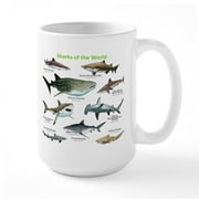CafePress - Sharks Of The World Large Mug - 15 oz Ceramic Large White Novelty Mug