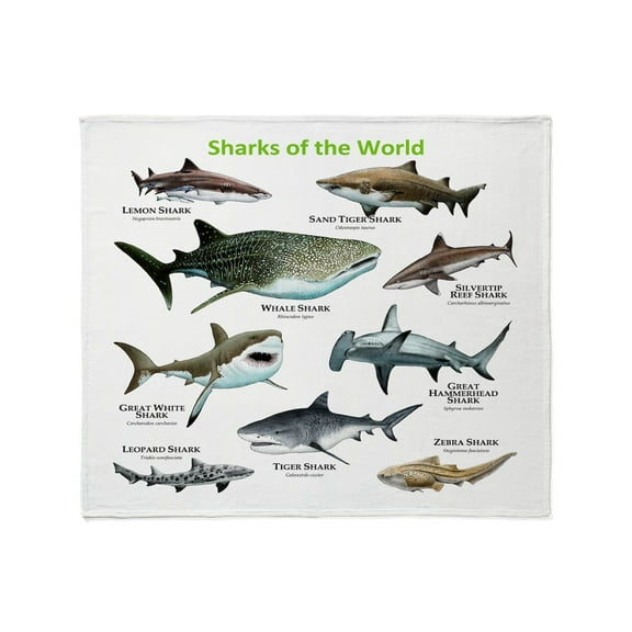 CafePress - Sharks Of The World Throw Blanket - Soft Fleece Throw Blanket, 50"x60" for All Ages