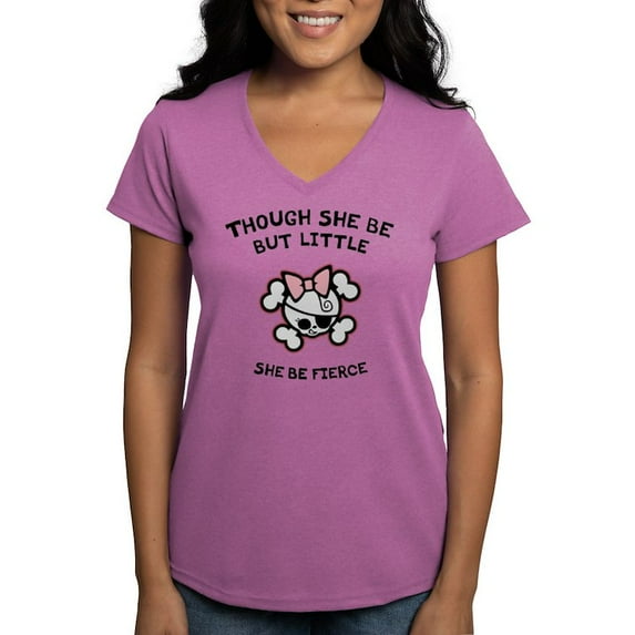 CafePress - She Be Fierce Women's V Neck Dark T Shirt - Women's V-Neck Dark T-Shirt