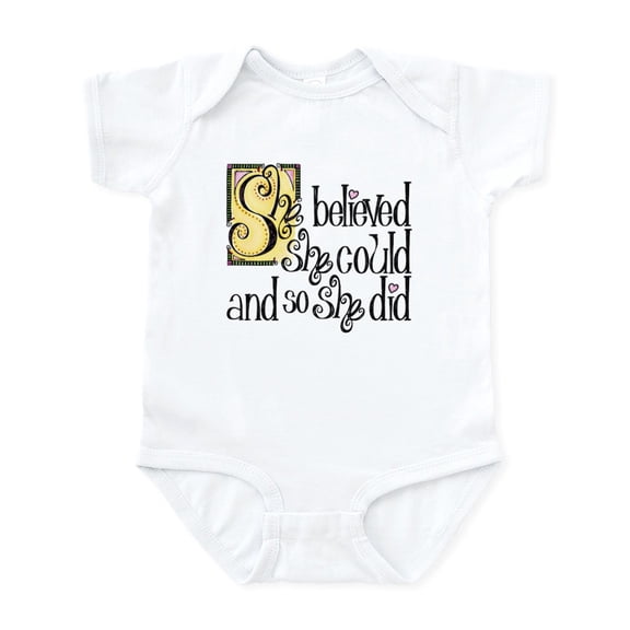 CafePress - She Believed She Could Body Suit - Baby Light Bodysuit, Size Newborn - 24 Months