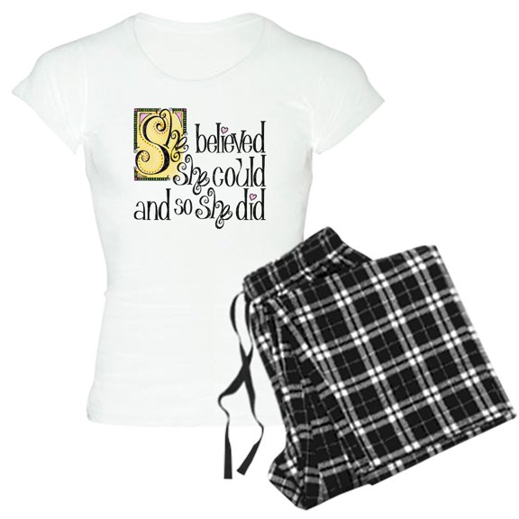 CafePress - She Believed She Could Pajamas - Women's Short Sleeve Print T-Shirt and Pants Light Cotton Pajama Set
