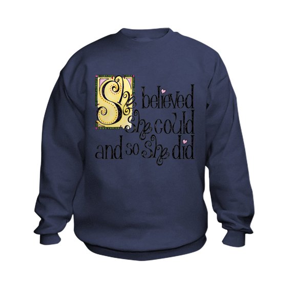 CafePress - She Believed She Could Sweatshirt - Kids Sweatshirt, Youth Crew Neck Sweatshirt