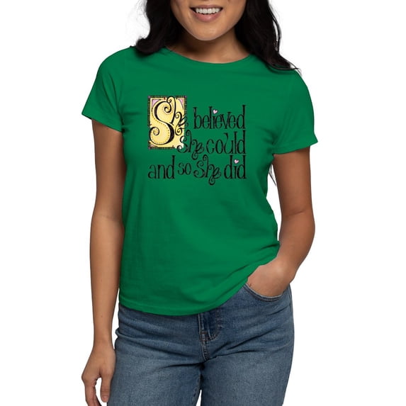 CafePress - She Believed She Could T Shirt - Women's Traditional Fit Dark T-Shirt