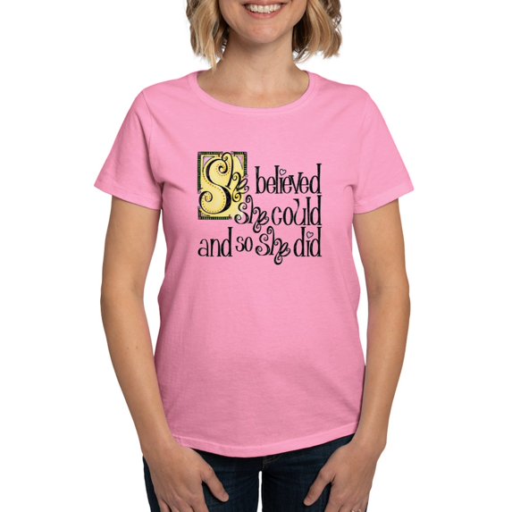 CafePress - She Believed She Could T Shirt - Women's Traditional Fit Dark T-Shirt