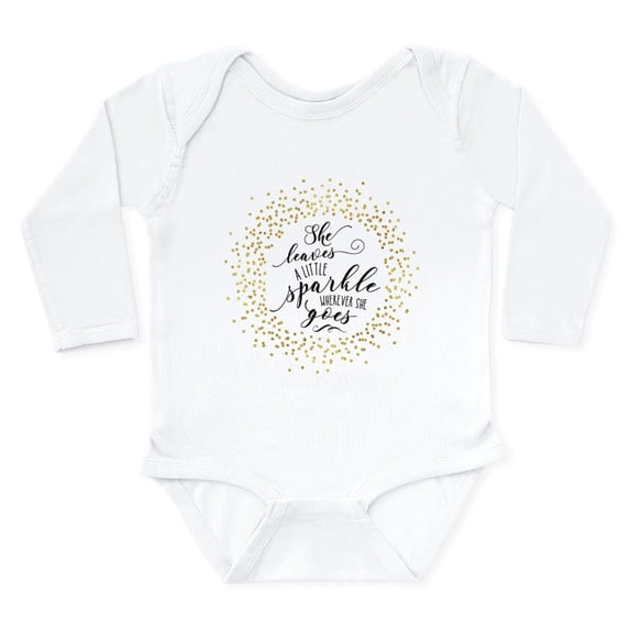 CafePress - She Leaves A Little Sparkle Faux Gold Body Suit - Long Sleeve Cotton Baby Bodysuit