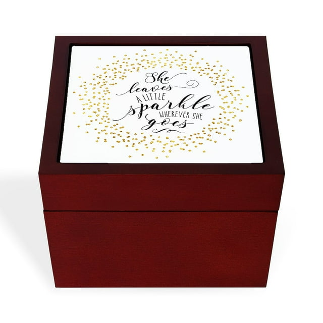 CafePress - She Leaves A Little Sparkle Faux Gold - Keepsake Box ...