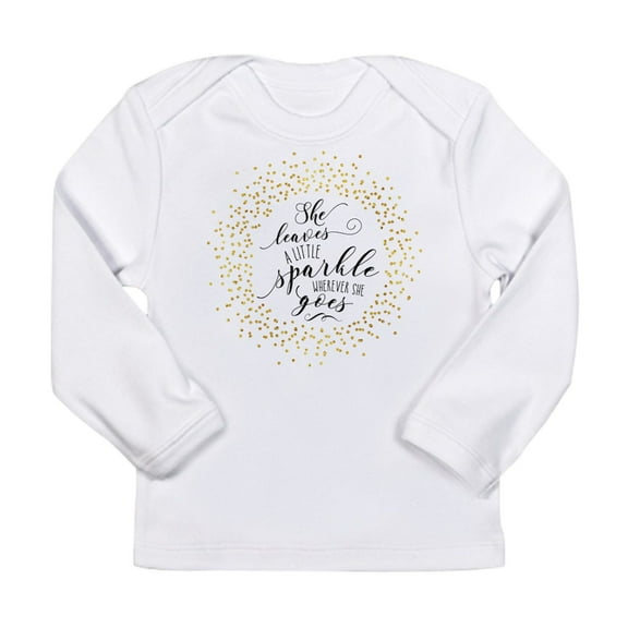 CafePress - She Leaves A Little Sparkle Faux Gold Long Sleeve - Long Sleeve Infant T-Shirt