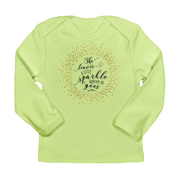 CafePress - She Leaves A Little Sparkle Faux Gold Long Sleeve - Long Sleeve Infant T-Shirt