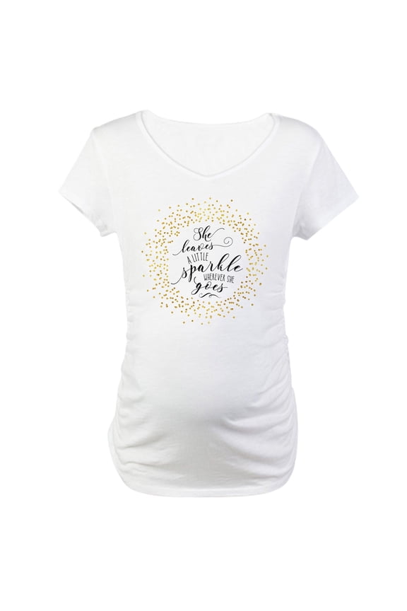 - She Leaves A Little Sparkle Faux Gold Maternity T - Cotton Maternity T-shirt, Cute & Funny Pregnancy Tee