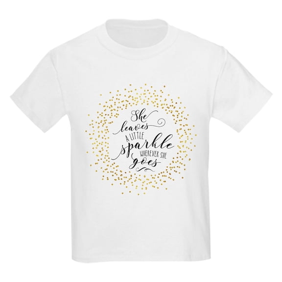 CafePress - She Leaves A Little Sparkle Faux Gold T Shirt - Light T-Shirt Kids XS-XL