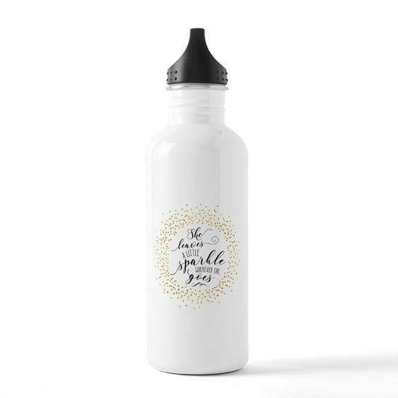 CafePress - She Leaves A Little Sparkle Faux Gold Water Bottle - Stainless Steel Water Bottle, Sports Bottle, 1.0L