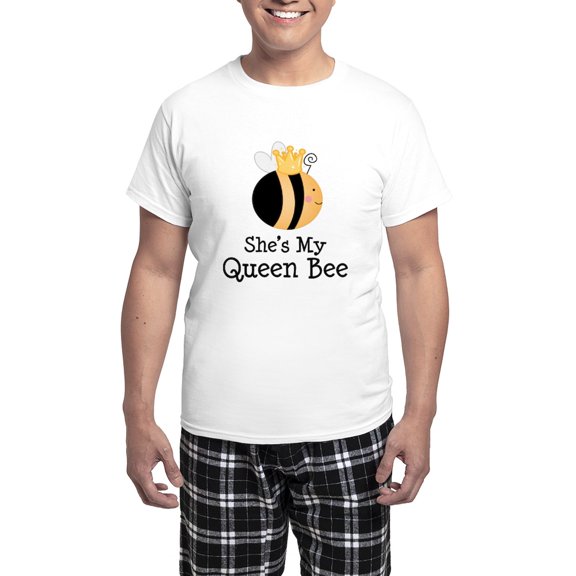 CafePress - She's My Queen Bee Couples Men's Light Pajamas - Men's Light Loose Fit Cotton Pajama Set