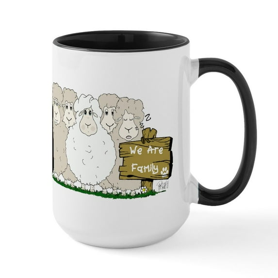 CafePress - Sheep Family Large Mug Mugs - 15 oz Ceramic Large White Novelty Mug