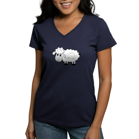 CafePress - Sheep T Shirt - Women's V-Neck Dark T-Shirt