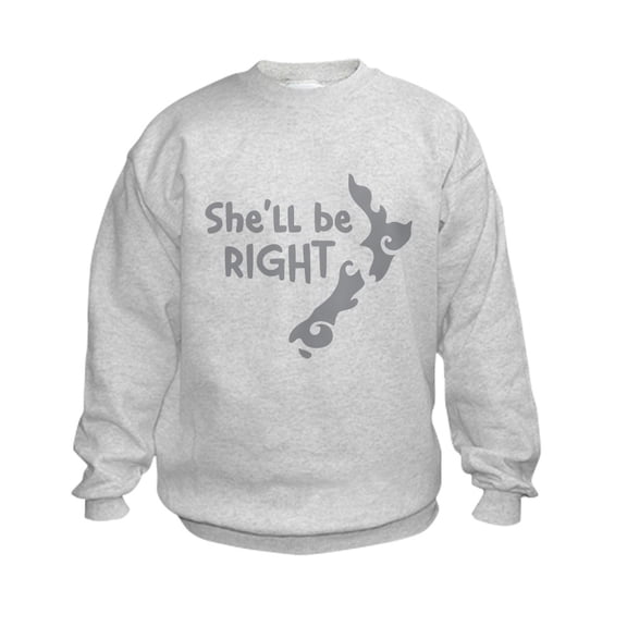 CafePress - Shell Be Right With Kiwi New Zealand Map Jumper Sw - Kids Sweatshirt, Youth Crew Neck Sweatshirt