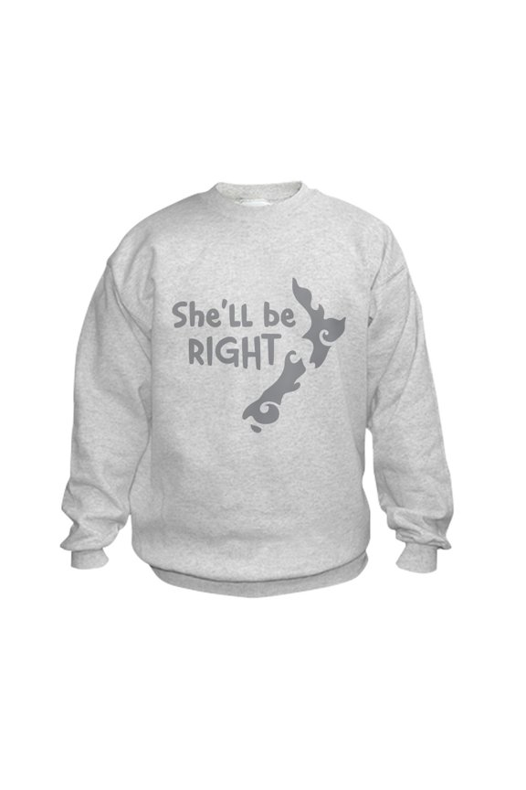 - Shell Be Right With Kiwi New Zealand Map Jumper Sw - Kids Sweatshirt, Youth Crew Neck Sweatshirt