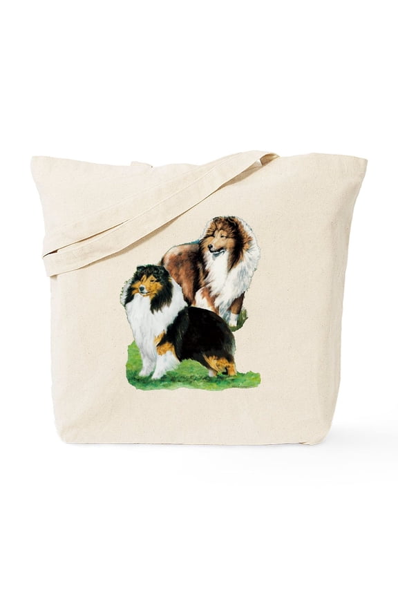 - Sheltie Paintings Tote Bag - Unisex Canvas Tote Bag, Beige, 1-Piece