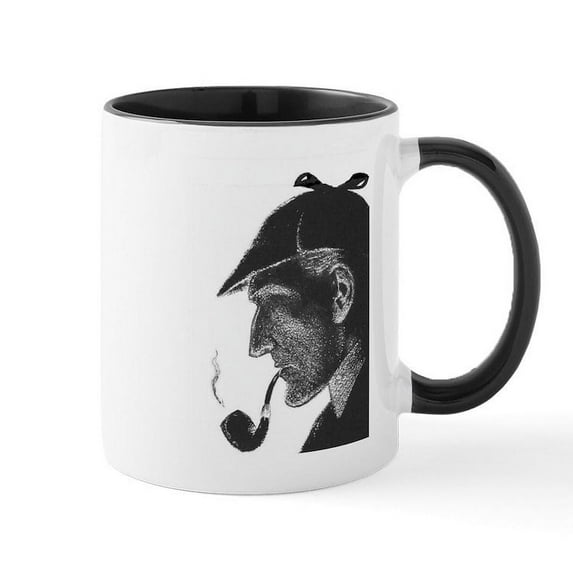 CafePress - Sherlock Holmes Profile Mug - 11 oz Ceramic Mug - Novelty Coffee Tea Cup