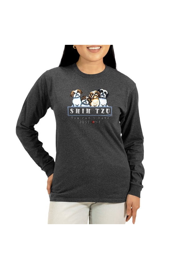 - Shih Tzu Just One Dk Long Sleeve T Shirt - Women's Long Sleeve Graphic Tee Casual Fit