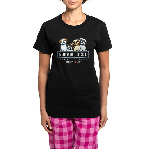 CafePress - Shih Tzu Just One Dk Pajamas - Women's Short Sleeve Print T-Shirt and Pants Dark Cotton Pajama Set