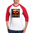thumbnail image 1 of CafePress - Shiny Jack O' Lantern - Cotton Baseball Jersey, 3/4 Raglan Sleeve Shirt, 1 of 4